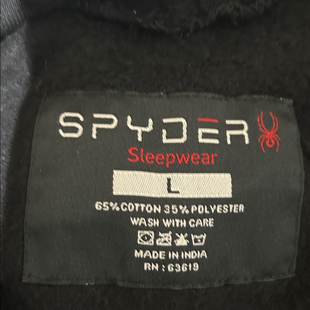 Spyder Sleepwear Hoodie Black Sweatshirt Loungewear Men’s Size Large - Picture 5 of 5